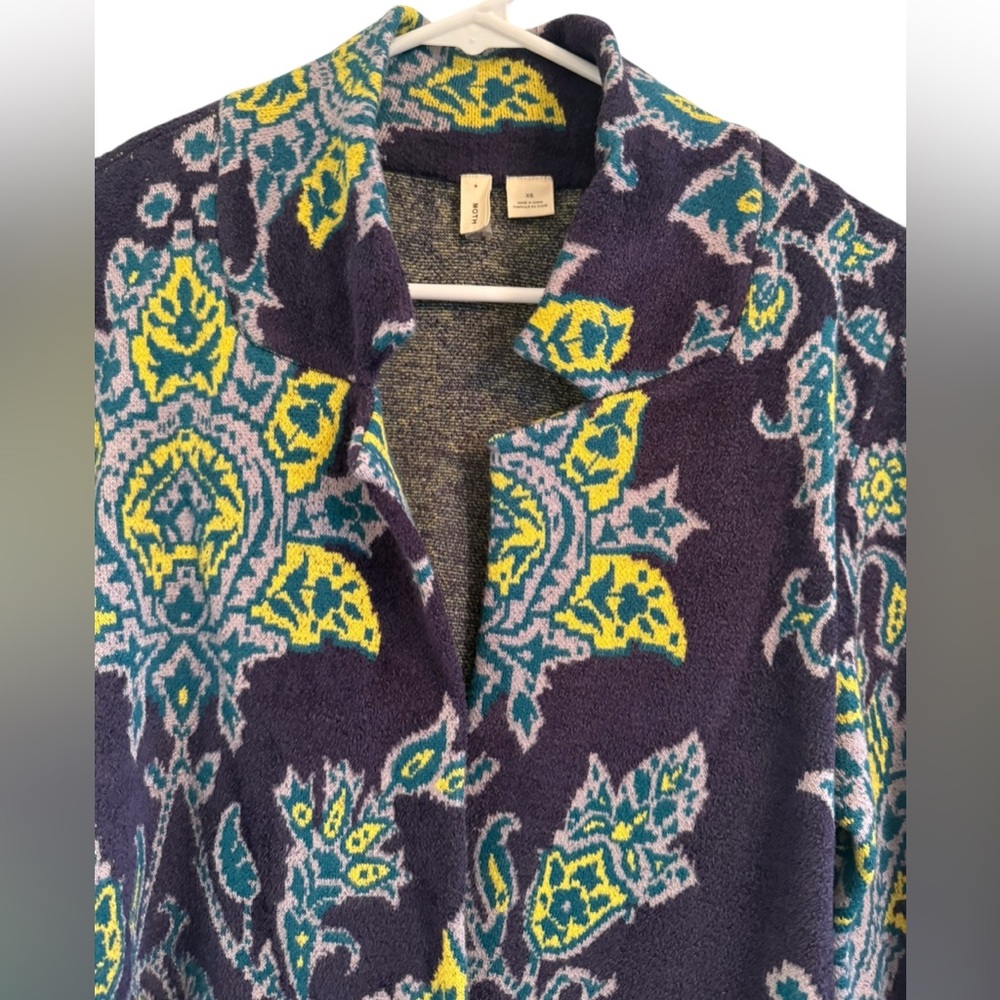 Anthropologie Women’s Floral Blue Yellow Patterned Jacket XS NWT - Picture 3 of 16